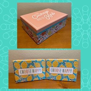 Lemons, Strawberry & Orange Nesting Storage Boxes Set Of 3, Removable Lids